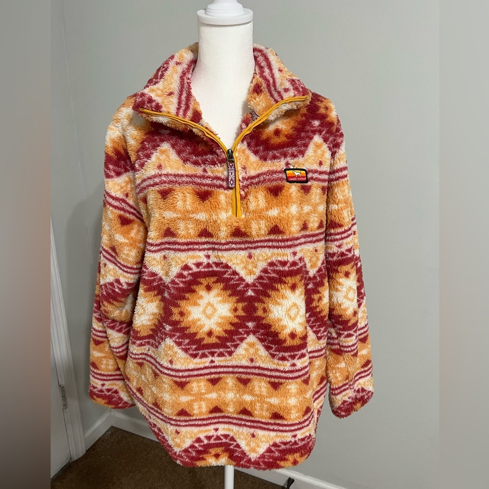 Simply Southern Red and Orange Fleece Pullover